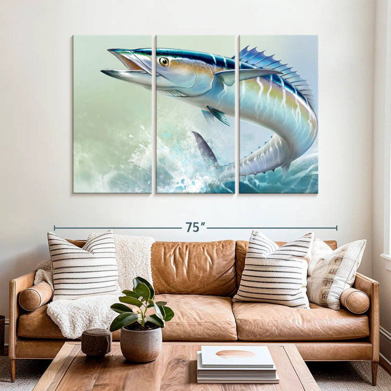 Brampt Wahoo Fish On Waves, 42" H x 65" W