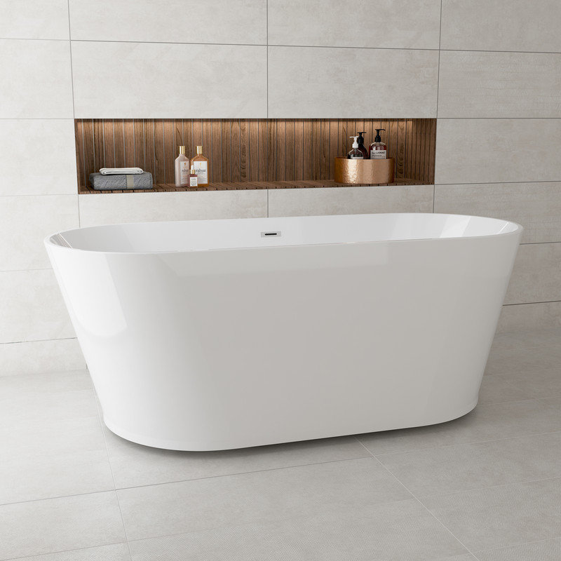 Baignoire de trempage autoportante en acrylique Aspen 59 po x 30 po Aspen, Blanc