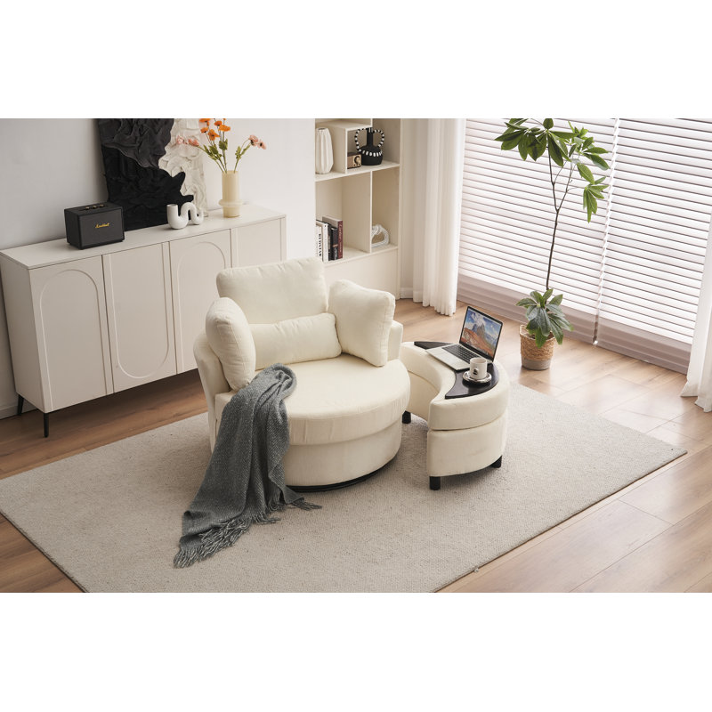 Upholstered Accent Chair, Ivory Chenille