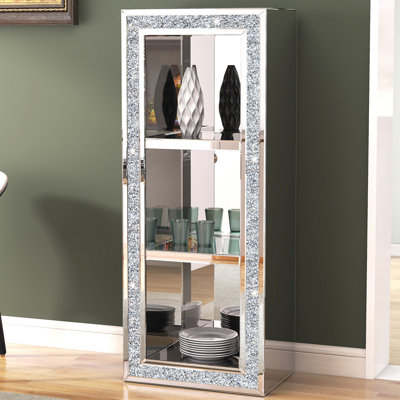 Tipler Display Stand Mirrored Finished with Crushed Crystals Inlay