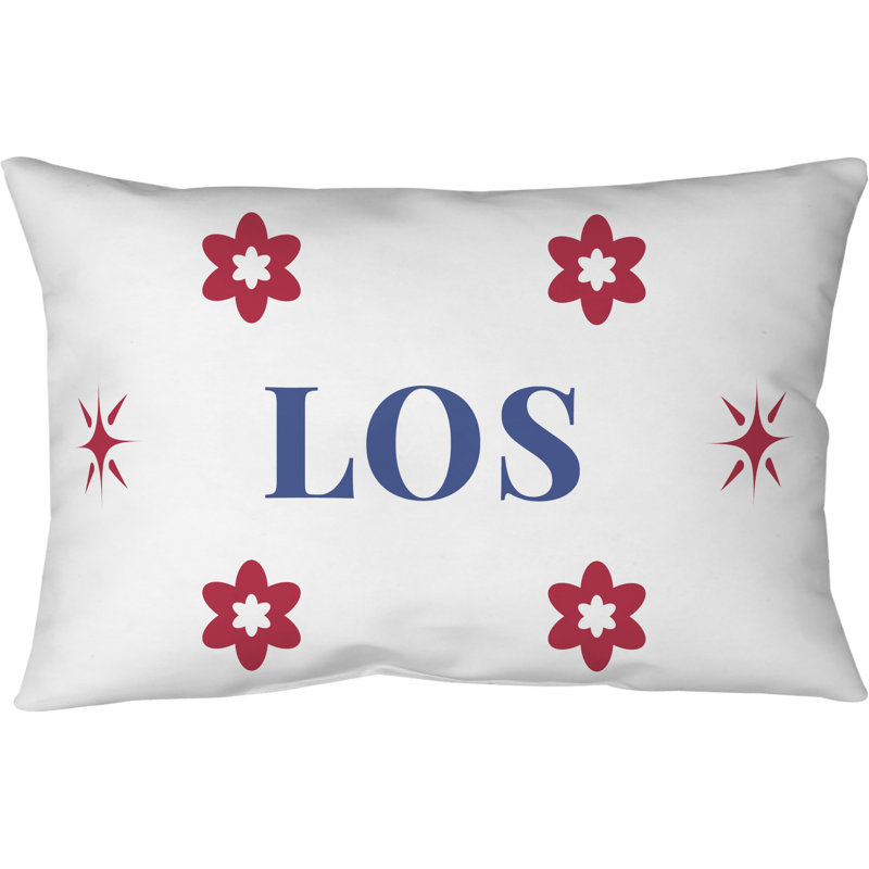 Coussin 14 po x 10 po LA, Blanc, bleu, rouge, basketball de LA, couleurs, ro