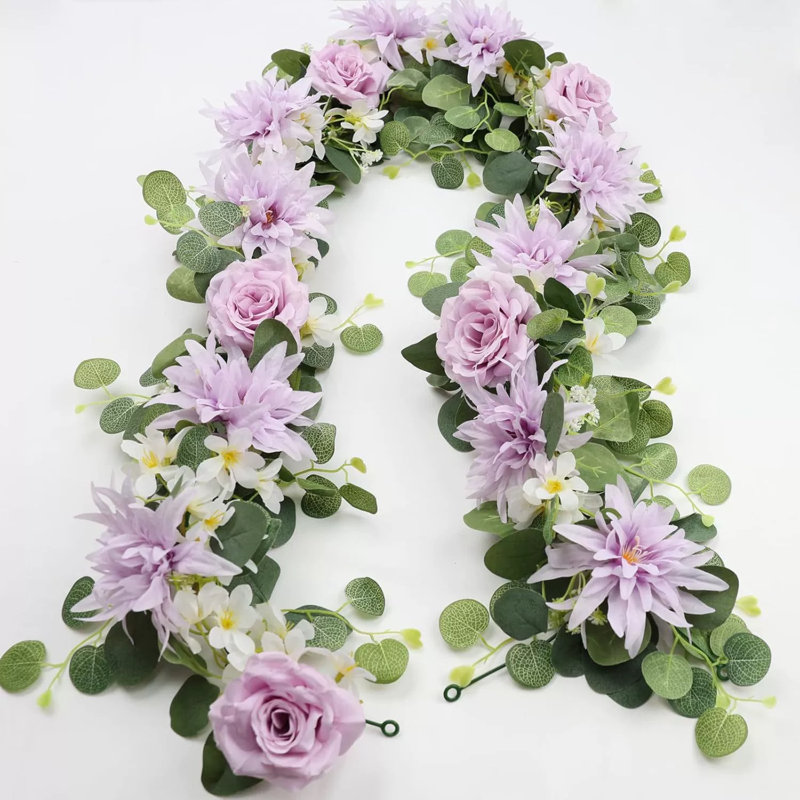 Guirlandes d'eucalyptus avec fleurs, Purple
