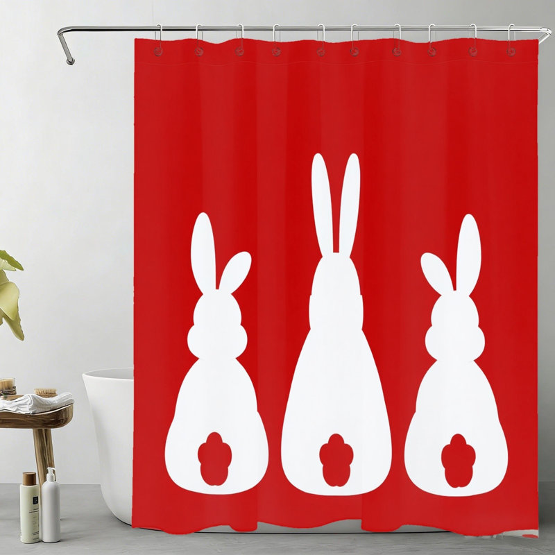 Rideau de bain Rabbit Silhouette avec crochets, rouge 72 x 72 pouces (180 x 180 cm)