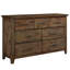 Commode en bois, 7 tiroirs de style transitionnel pour chambre à coucher