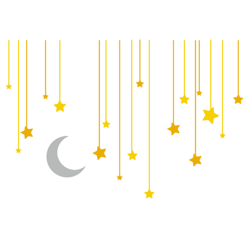 Décalcomanie murale étoiles suspendues, Jaune / argenté, H 40 po x l 60 po x P 0,01 po
