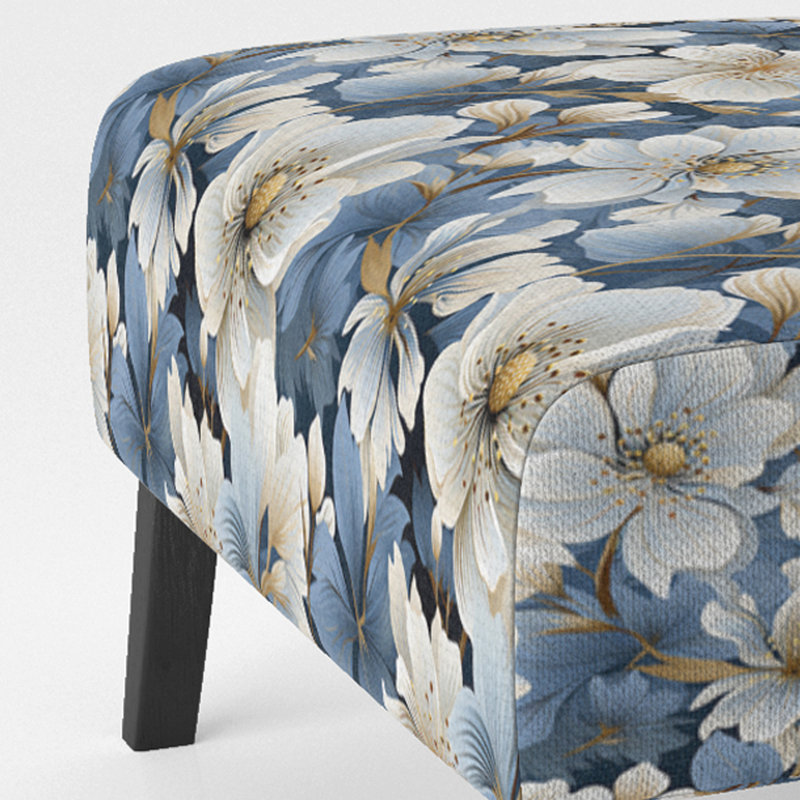 Fauteuil de chambre bleu rembourré à motif floral III
