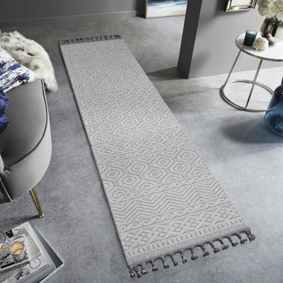 Tapis blanc géométrique 2X8, teint et non délesté, idéal pour les espaces intérieurs et extérieurs, les animaux de compagnie, les tapis à poils moyens, les taches, les animaux de compagnie, les poils, convient à tous les endroits
