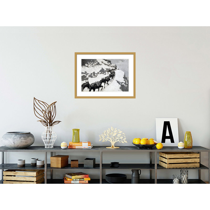 «The Mule Pack» par Frederic Remington - impression giclée sur cadre, H 22,27 po x l 29,5 po