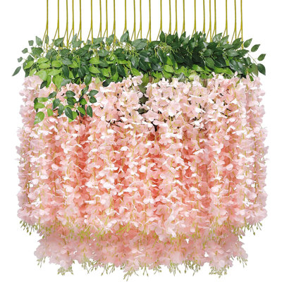 U'artlines 24 Pack (total 86.4 Feet) Artificial Fake Wisteria Vine Rattan Hanging Garland Silk Flowers String Home Party Wedding Decor
