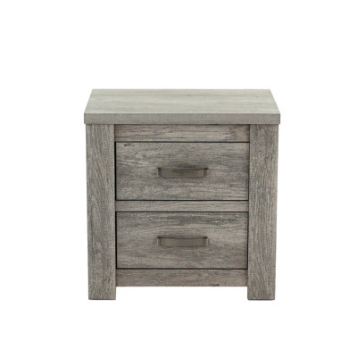 Table de chevet 2 tiroirs grise, ajoutant de l'élégance à la table de chevet de la chambre à coucher