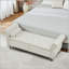 Banc de rangement en velours doux avec boutons en cristal et coussin - beige