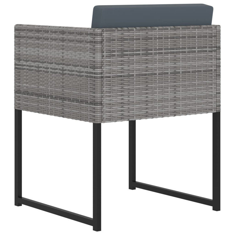 Gray Poly Rattan 8-Person Dining Set with Anthracite Cushions