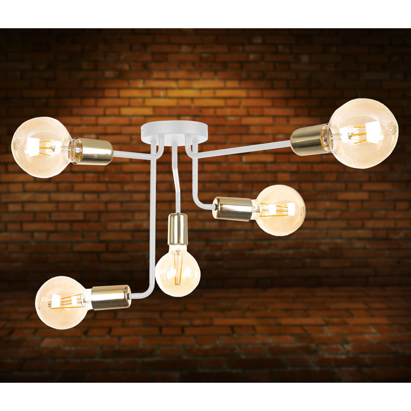 Aiello Semi Flush Mount, White/Gold
