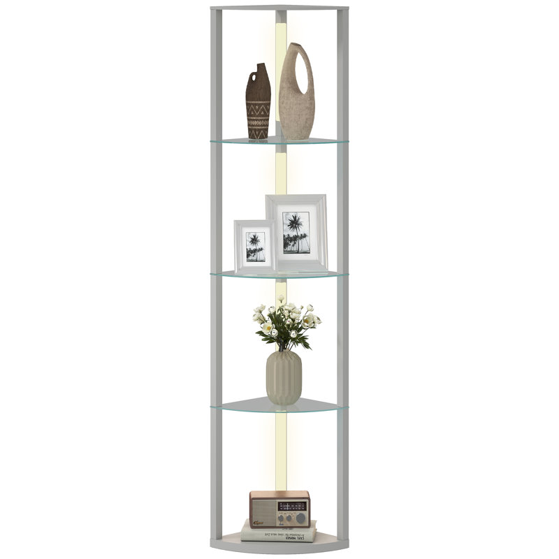 162cm Veneered Column Floor Lamp, Grey