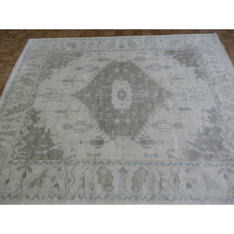 Tapis zone en laine noué la 8 pi 1 po x 9 pi 10 po one-of-kind
