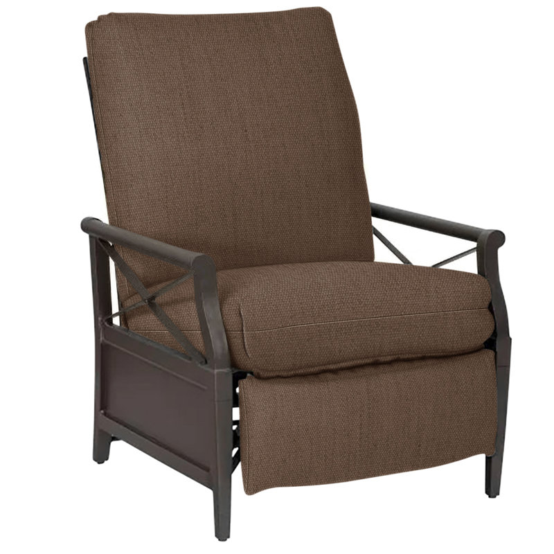 Andover Outdoor Lounge Chair, Canvas Navy Sunbrella® Canvas, Chestnut Brown