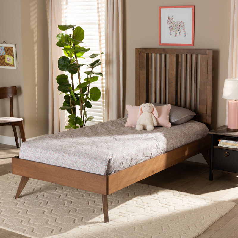 Crawley Yorkshire Ash Walnut Finished Wood Platform Bed Twin 58.1'' H X 40.55'' W X 78.3'' L, Twin