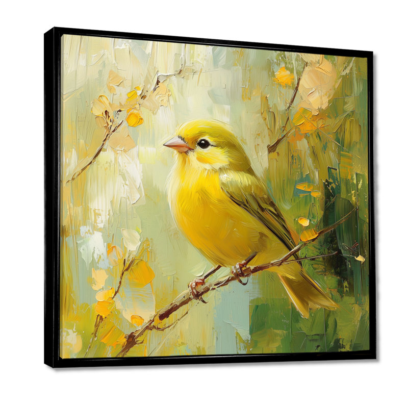 Oiseau pinson dans la brise de forêt I - oiseau, art mural, H 16 po x l 16 po, Impression encadrée flottante