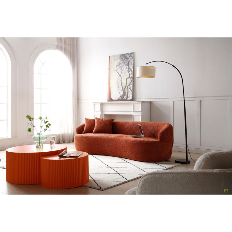 Canapé courbé Mid-Century moderne, canapé 3 places Cloud, Orange
