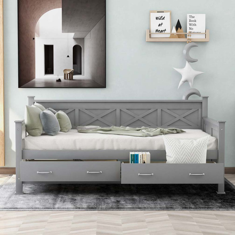 Daybed with 2 Large Drawers, Gray