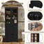 Armoire de rangement de 67,57 po de hauteur avec portes en verre trempé, tablettes réglables et tiroir - tour à linge autoportante moderne, conception à fermeture en douceur, noir