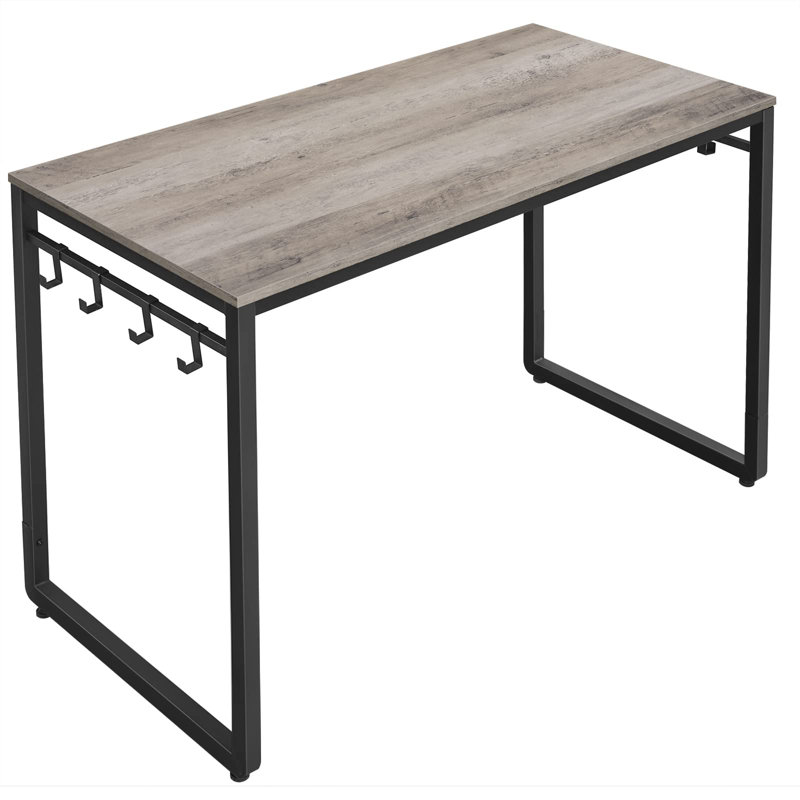Bureau en noyer avec 8 crochets, H 29,5 po x l 39,4 po x P 19,7 po, Gris / noir
