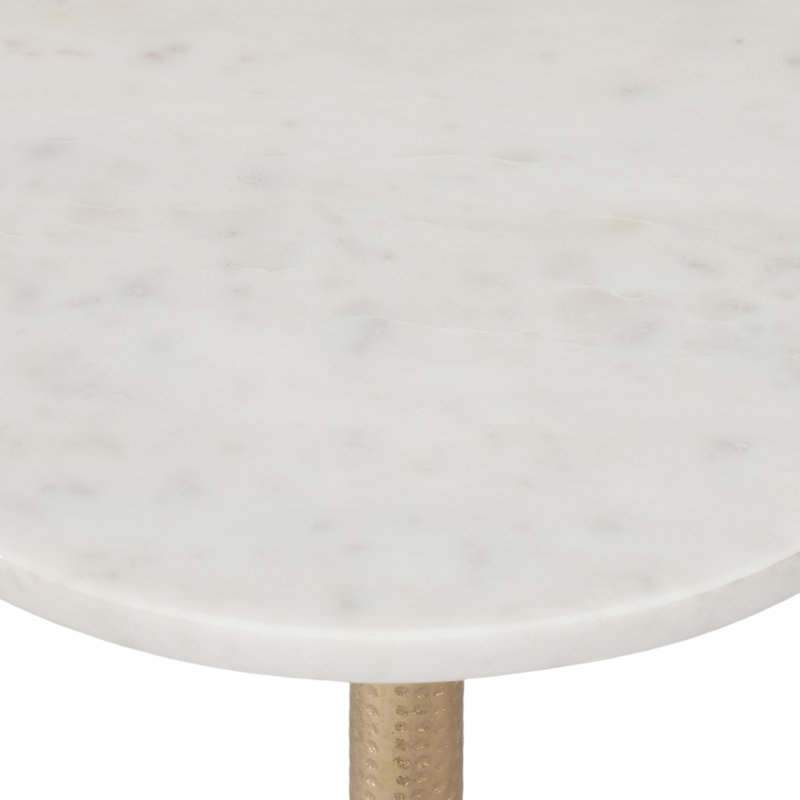 Table d'appoint à dessus en marbre Rejanae, Plateau blanc / base or