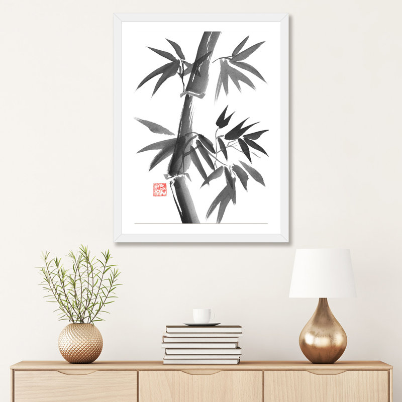 «Bamboo» par Péchane - impression d'art graphique, Papier encadré blanc, H 32 po x l 24 po x P 1 po, Blanc