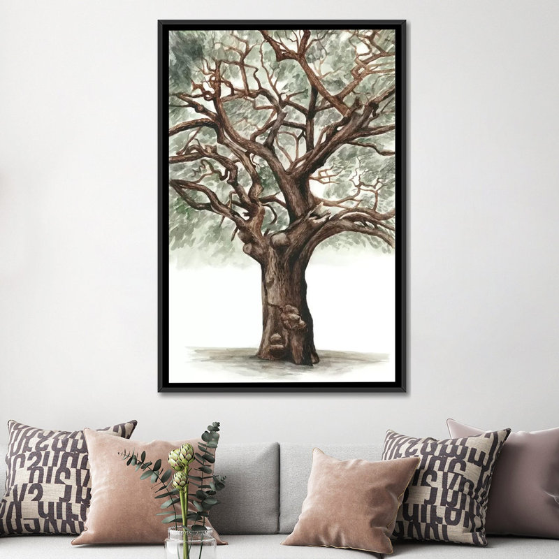 « chêne tree composition ii », impression sur toile, H 26 po x l 18 po x P 1,5 po, Pas de tapis, Toile encadrée noire