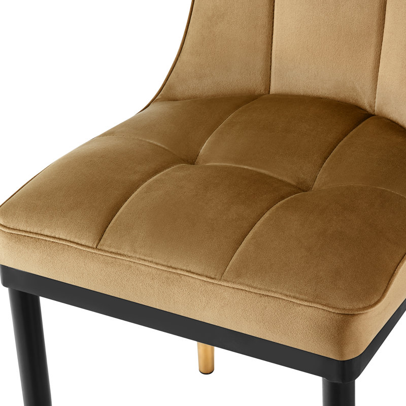 Chaise parsons rembourrée en velours Guitierrez, Kaki foncé