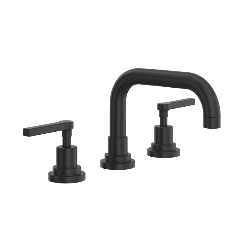 Lombardia® Widespread Bathroom Faucet with Drain Assembly, Matte Black, Lever Handle