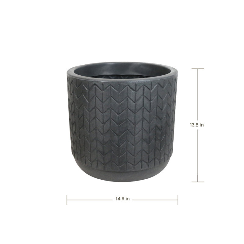 Pot à fleurs rond écologique de 13,8 pouces Carly-Jane ECOBO, Gris foncé