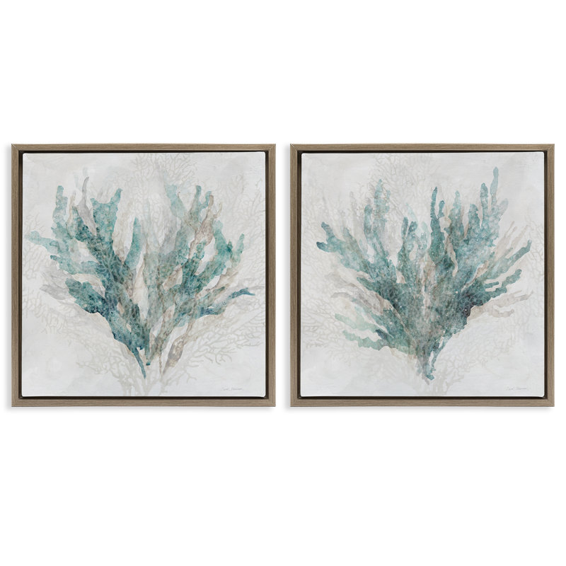 Ensemble de 2 toiles flottantes encadrées à motif de branches de corail subtiles, design par Carol Robinson