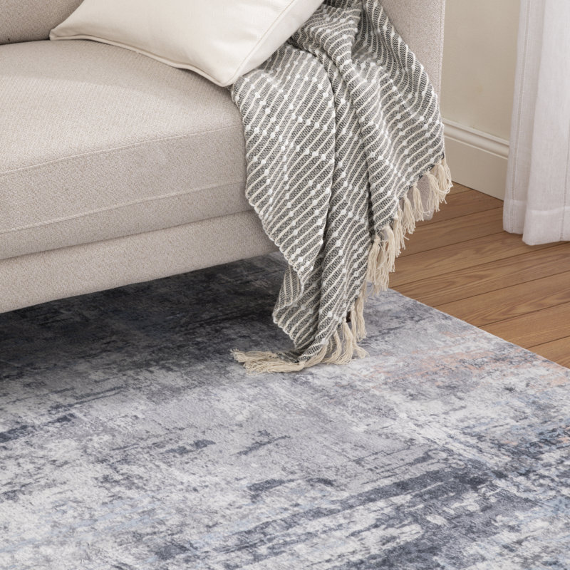 Tapis gris / ivoire touffeté Tashi, Rectangle 5 pi x 7 pi
