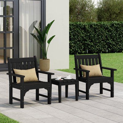 Poly 3-Piece Garden Arm Chair With Side Table