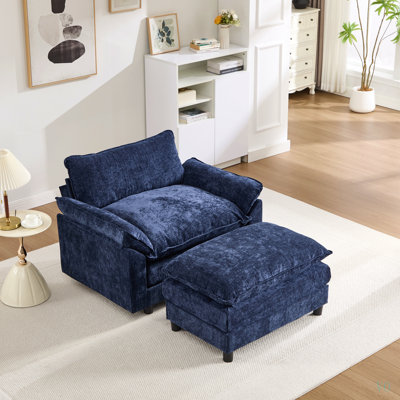 44.5" Modern Accent Chair, Living Room Club Chair Chenille Upholstered Armchair, Reading Chair for Bedroom, Chenille
