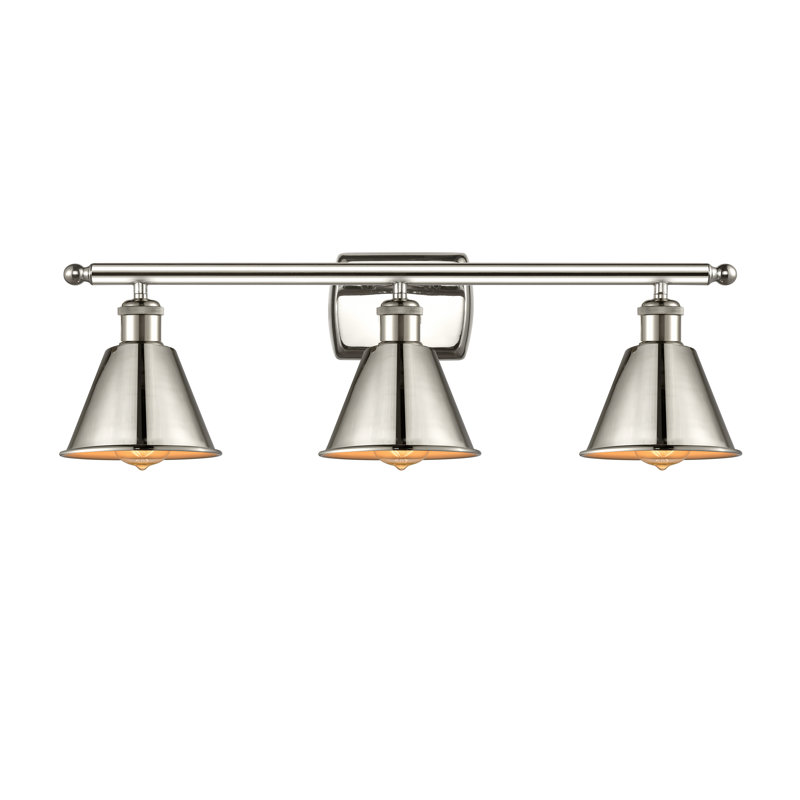 Éclairage de salle de bain à intensité variable 3 lumières Dallyn, Nickel poli, Nickel poli, Ampoule DEL 6 watts Vinage