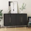 Buffet blanc moderne avec rangement, grand buffet cannelé avec tablettes réglables, crédence, console d'appoint-84544006