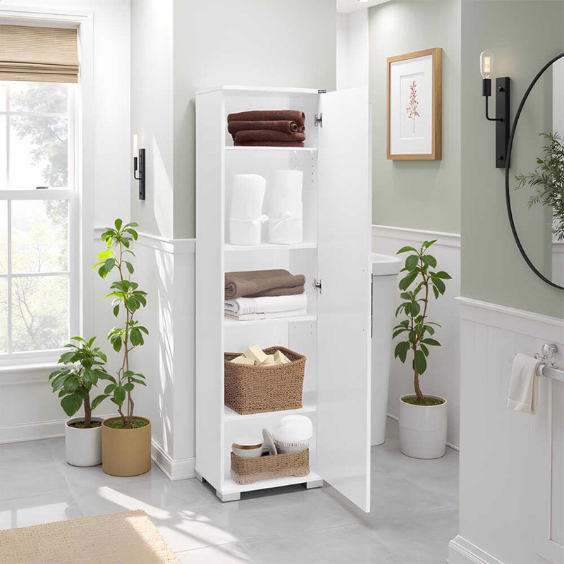 Adore White High Gloss 1 Door Storage Unit with Shelves - Multi-Purpose Cabinet