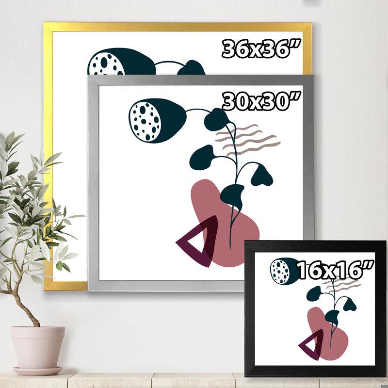 «Elementary Shapes with Abstract Flowers Plants V» - Photographie de cadre photo sur toile, Cadre noir