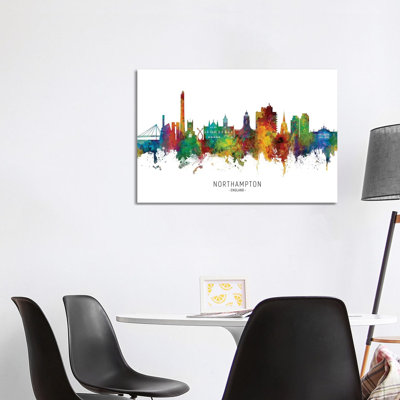 Northampton England Skyline by Michael Tompsett - Wrapped Canvas Painting