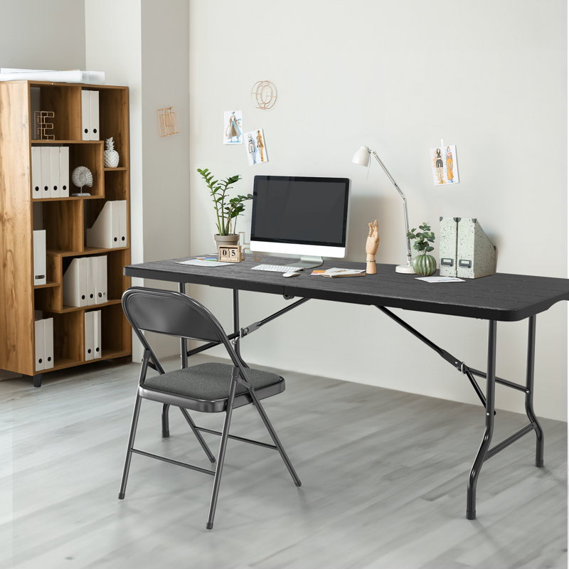 6ft Foldable Patio Table, Black