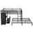 Queen over Queen Bunk Bed with Built-in Wardrobe, Desk & Storage, Metal Frame, Black