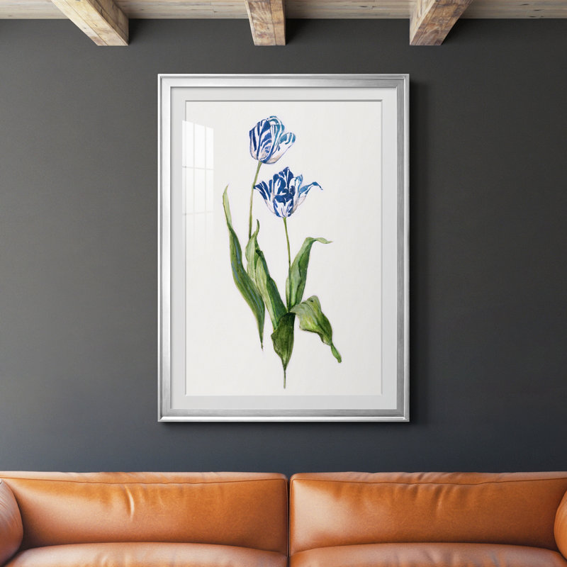 Peinture botanique bleue vive II, H 30,5 po x l 42,5 po x P 1,5 po, Argent