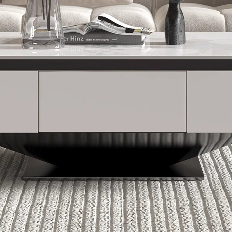 Simple light luxury rock panel coffee table, 14.56" H x 35.43" L x 35.43" W