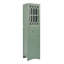 Armoire de salle de bain haute, armoire de rangement autoportante avec tiroir et portes, panneau de fibres à densité moyenne, porte en acrylique, tablette réglable-1445076086