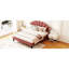 Magnifique grand lit plateforme tapissier avec tête de lit en velours rouge-709236399-709236396