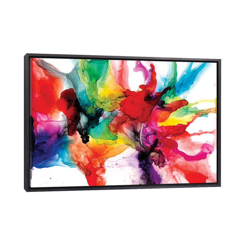 « Jeweltone Prism II » par Jennifer Goldberger-impression, H 18 po x l 26 po x P 1,5 po, Toile avec cadre noir patiné