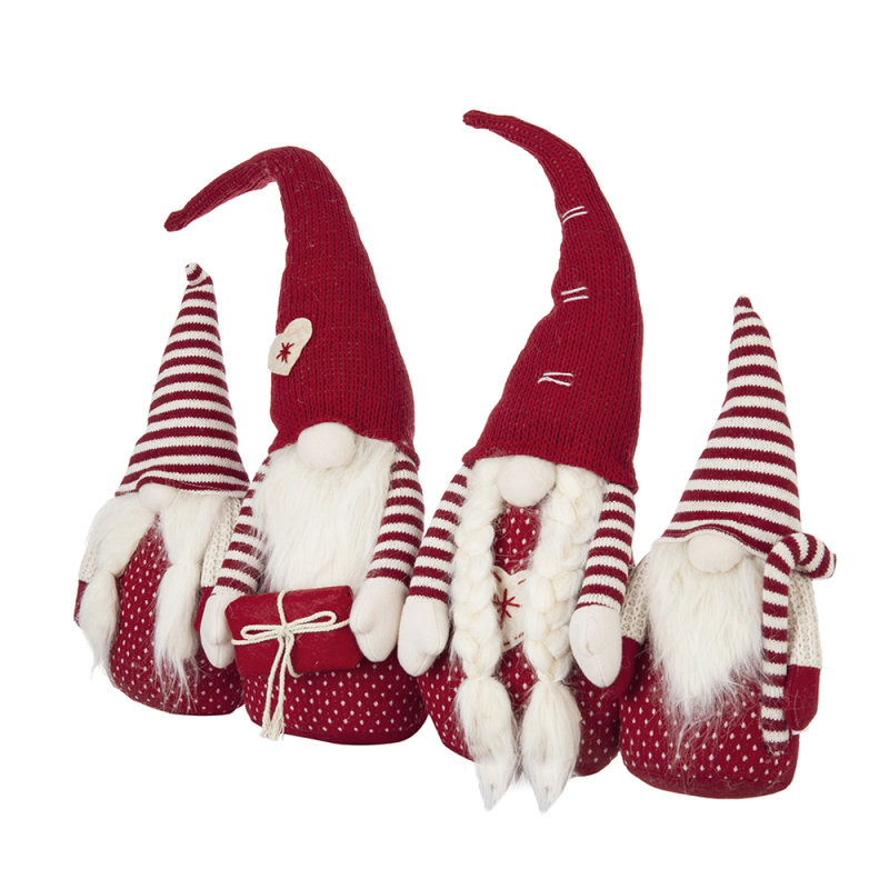 S / 4 - Décor de familles gnomes rouges 21,3 x 5,5 x 25,5 po