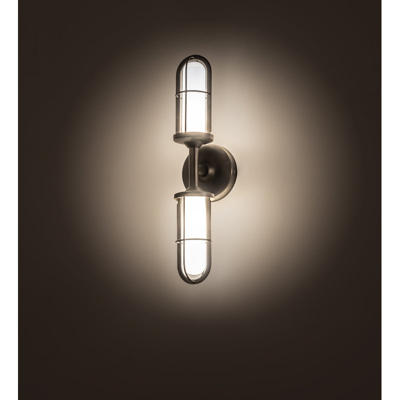 2 - Light LED Armed Sconce, Weathered Brass